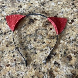 Girls, headband, cat ears, glitter, red